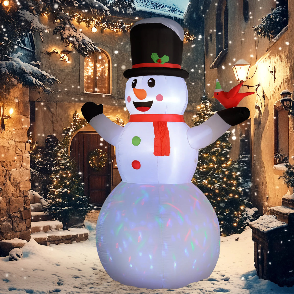 Outsunny Christmas Decorative Inflatable Snowman With Led Lights