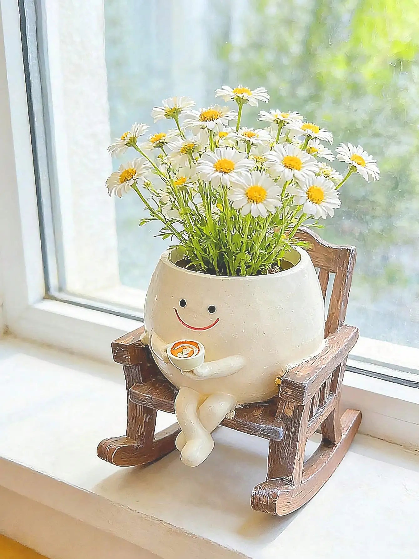 Smiling Face Planter With Drainage Hole Guitar Design For Succulents