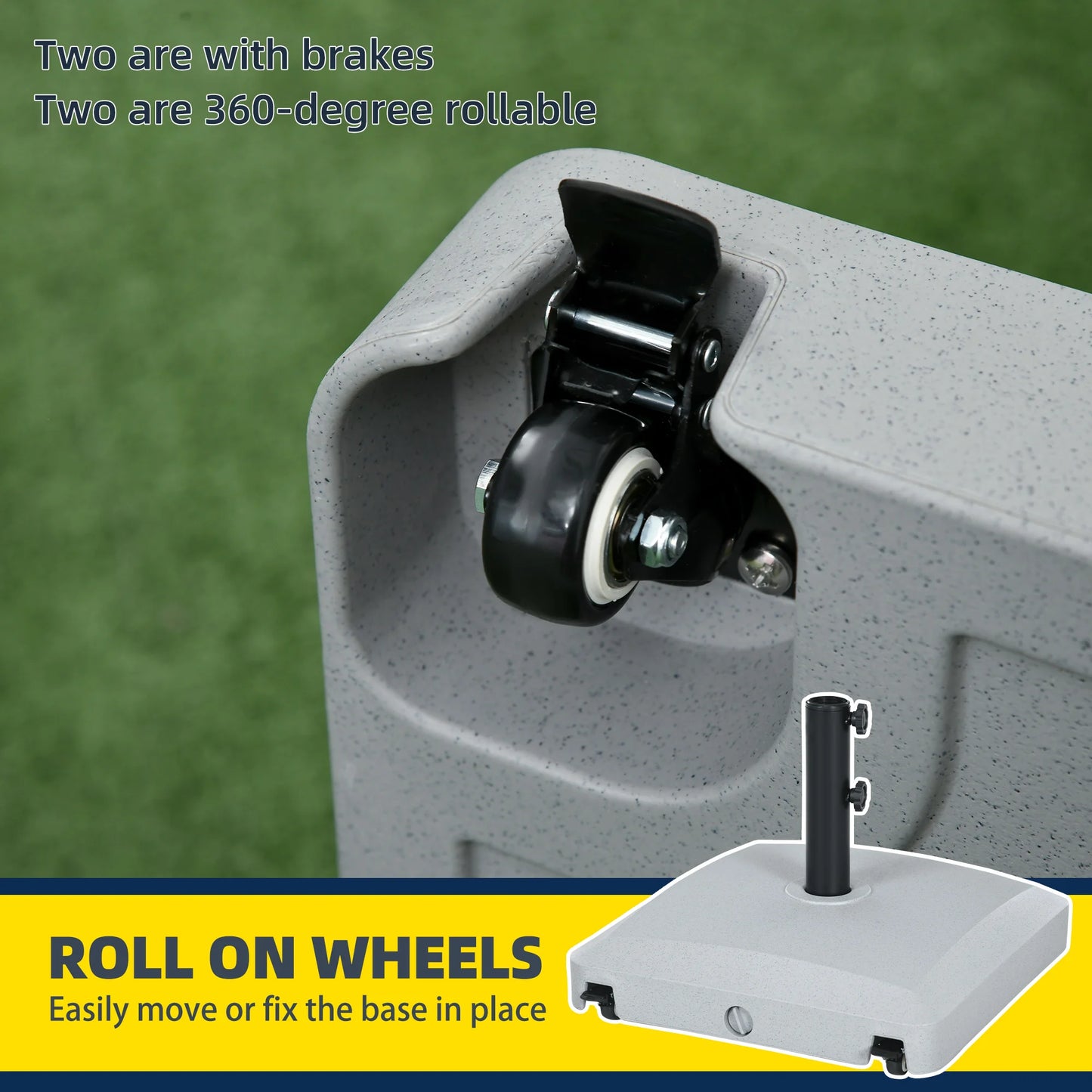 Patio Umbrella Base with Wheels, Water or Sand Filled, Gray
