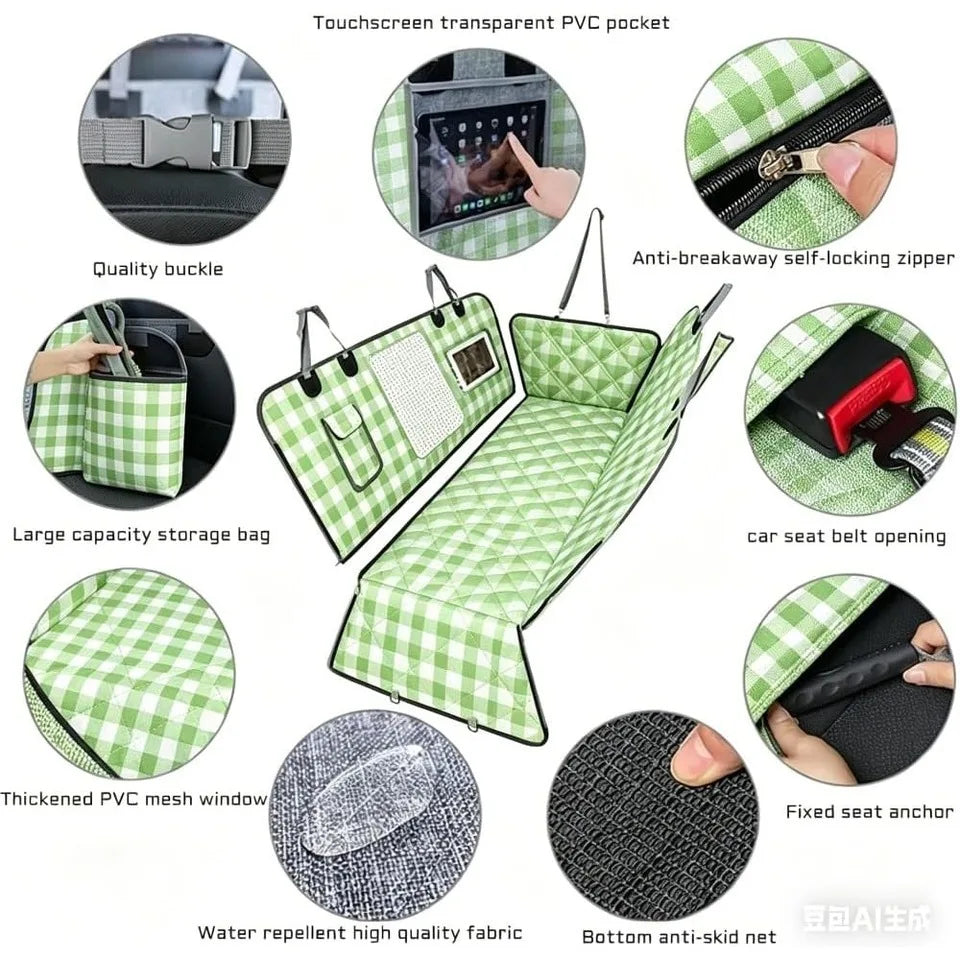 Dog For Pets Waterproof Cover Back Hammock With Seat Belt Storage Pockets Pet Grooming Gloves