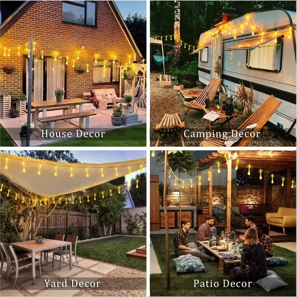 10M Water Droplets Solar String Lights LED Waterproof Outdoor Decoration Garland Fariy Lights Christmas Wedding Party Garden