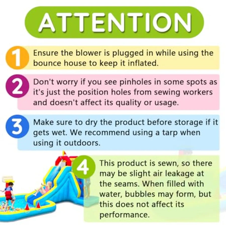 Iatable Water Slide, Blow Up Water Slide with Climbing Wall, Water Slide for Backyard with Basketball Hoop, Water Cannon and Sp