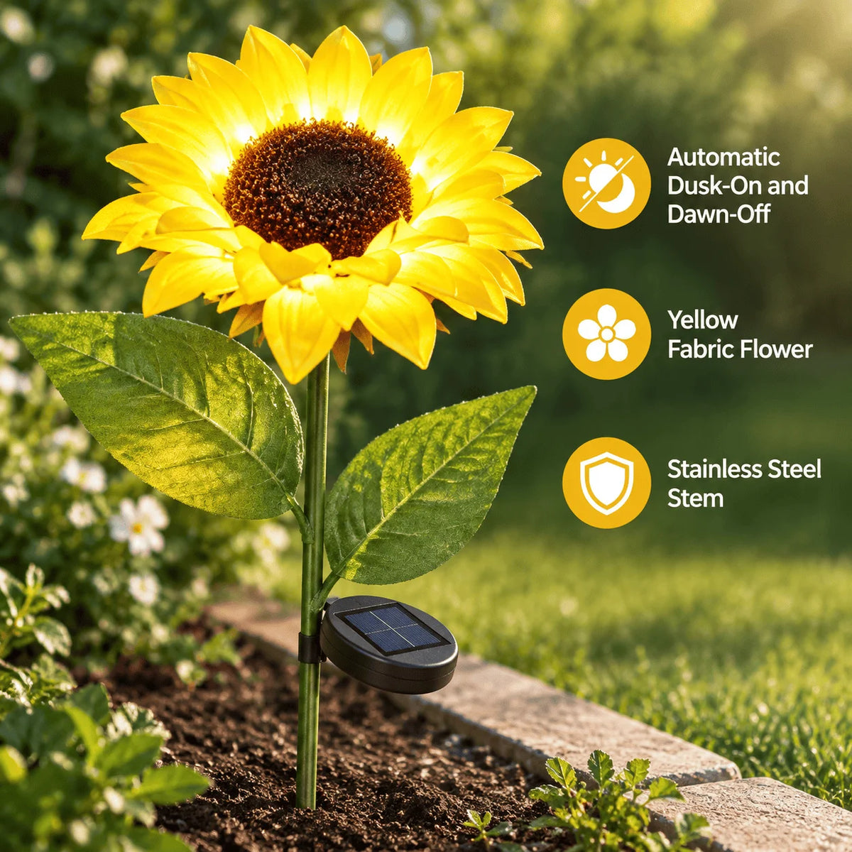 Stonego Solar Sunflower Garden Stake Light For Landscaping