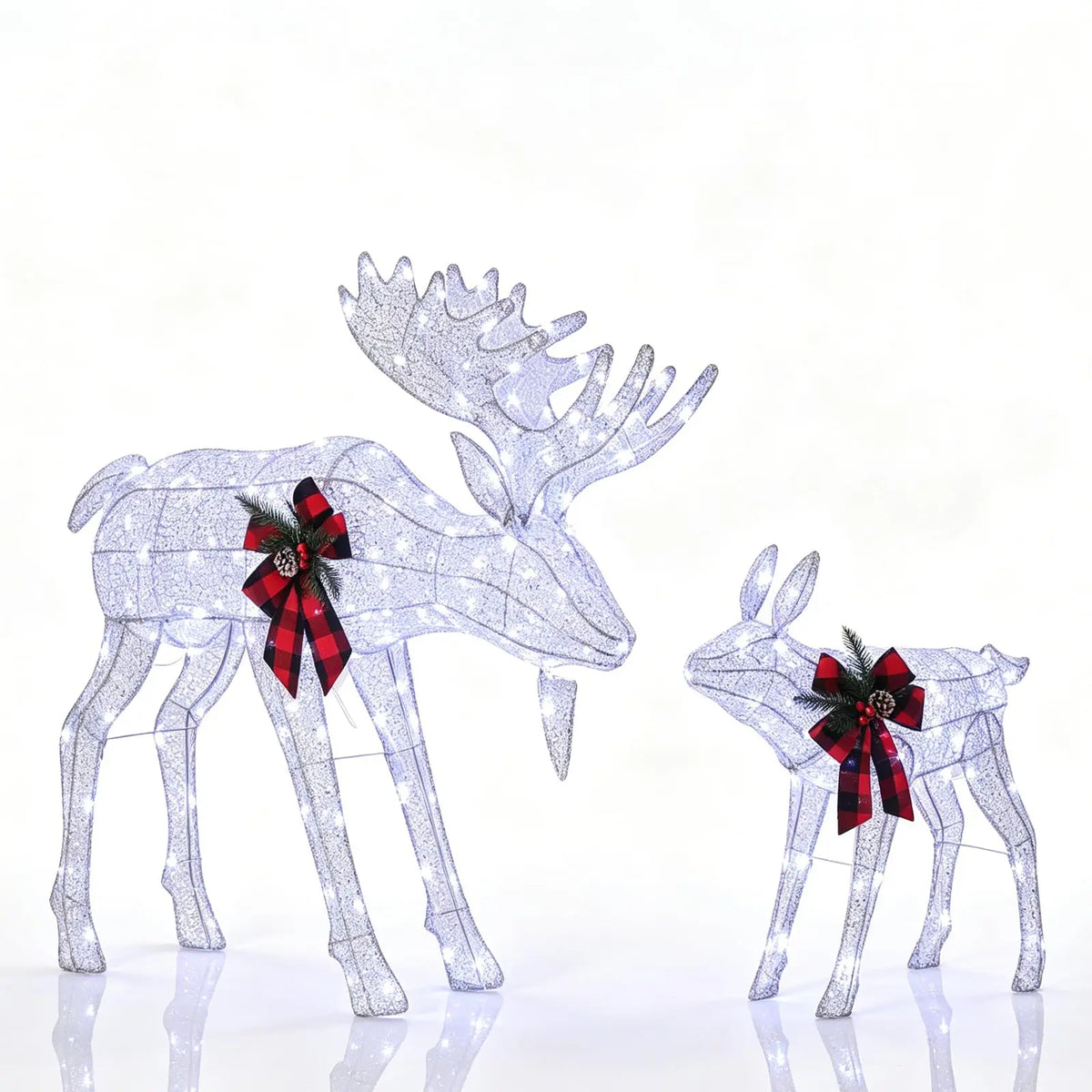 2 Piece Reindeer Family Outdoor Yard Decoration With LED Lights