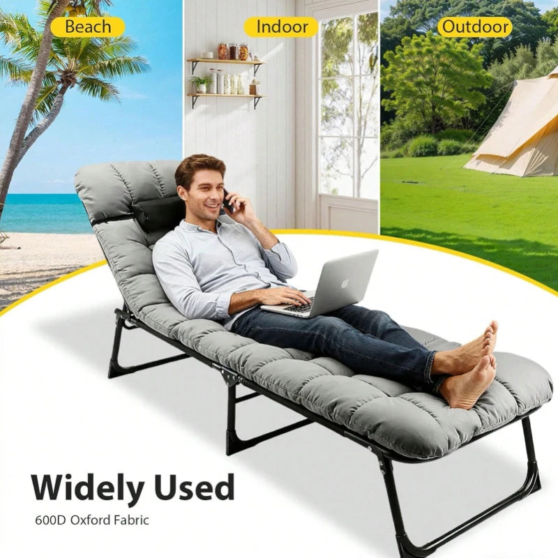 Camping Cot 70x22 Inch Folding Bed with Thick Pad Heavy Duty Oxford Carry Bag for Outdoor Travel Home
