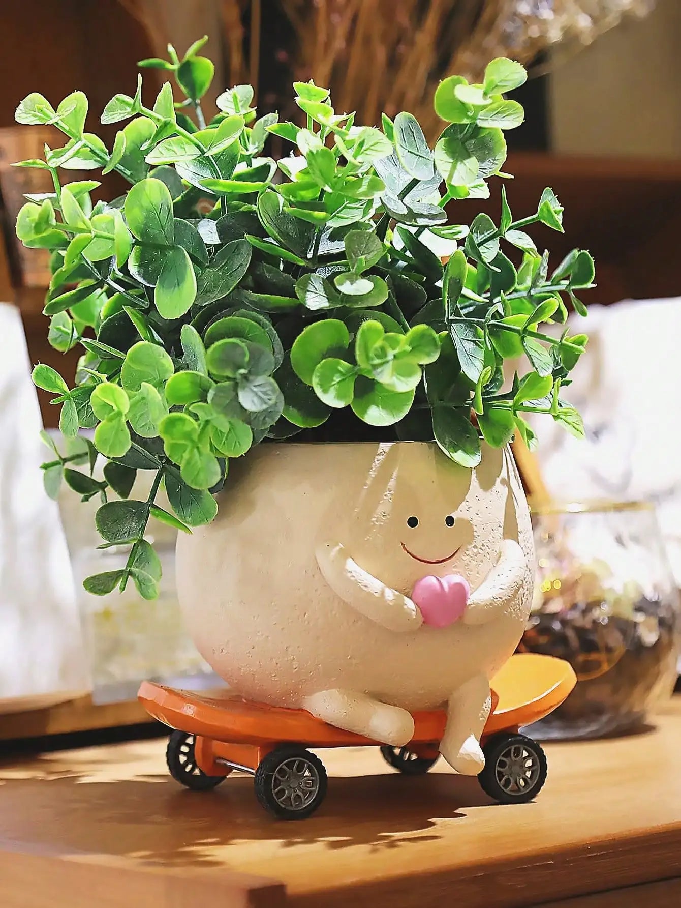 Smiling Face Planter With Drainage Hole Guitar Design For Succulents