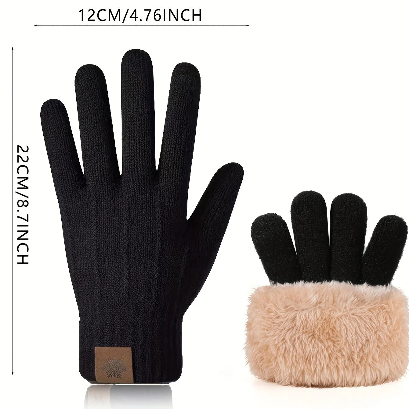 Winter Warm Gloves Men's and Women's Touchscreen Double Layer Velvet Thickened Windproof and Cold Proof Cycling Knitted Gloves