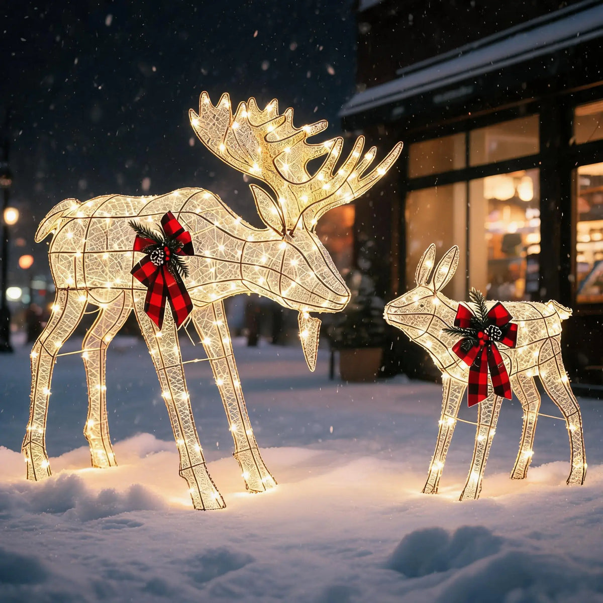 2 Piece Reindeer Family Outdoor Yard Decoration With LED Lights