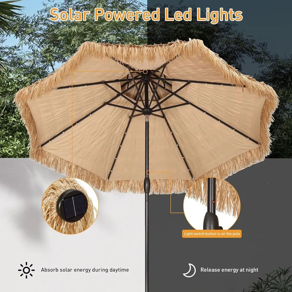 Hawaiian-Inspired Tiki Patio Umbrella for Beach, Garden, and Pool Relaxation