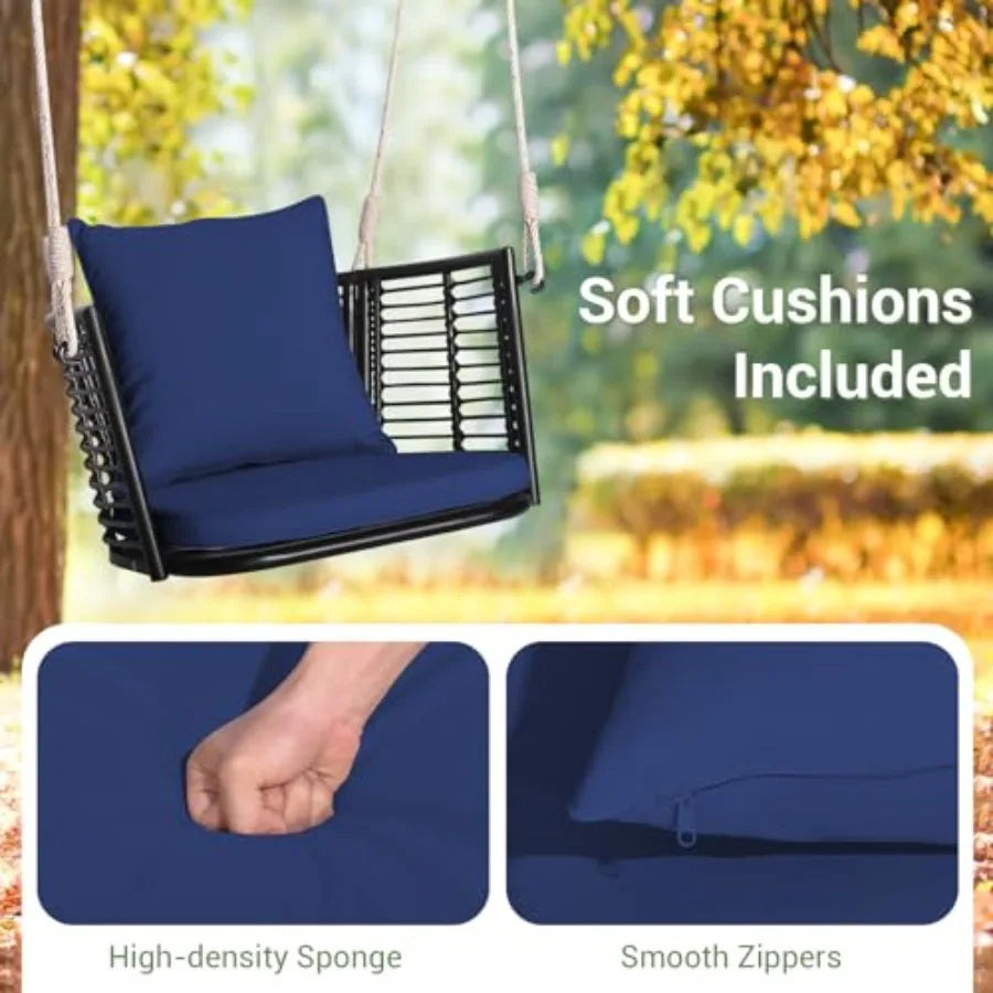 Outdoor Hanging Porch Swing With Comfortable Seat Cushions
