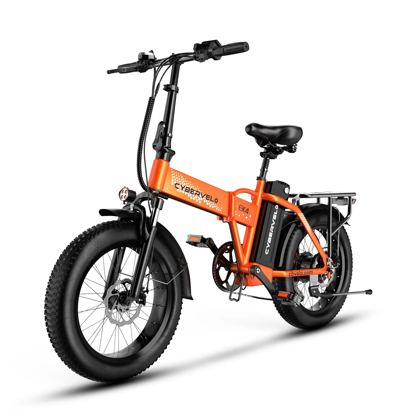 Cybervelo 1000W Peak High-speed Brushless Folding 20 Inch Fat Tire Electric Bike for Adults 48V 20.8Ah/50Ah Removable Battery 80 Miles Range Commuter E-Bicycle EK4