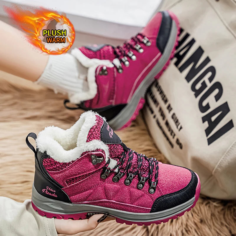 Winter Plush Fleece Lined Snow Boots For Women Non Slip