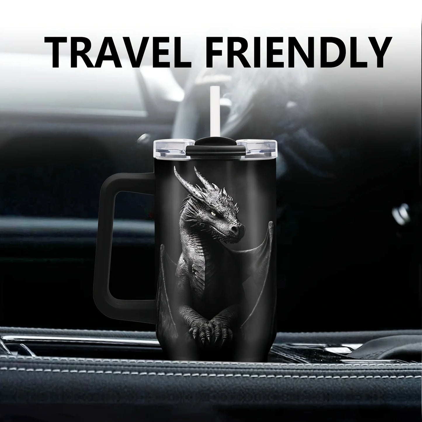 Leak-Proof Lid, Reusable Coffee Cup for Men, Women, Dragon Lovers - Birthday, Christmas, Father's Day Gifts, Outdoor Adventurers, Daily Hydration, Stylish Tumbler, Hand Wash Only, Holiday Presents