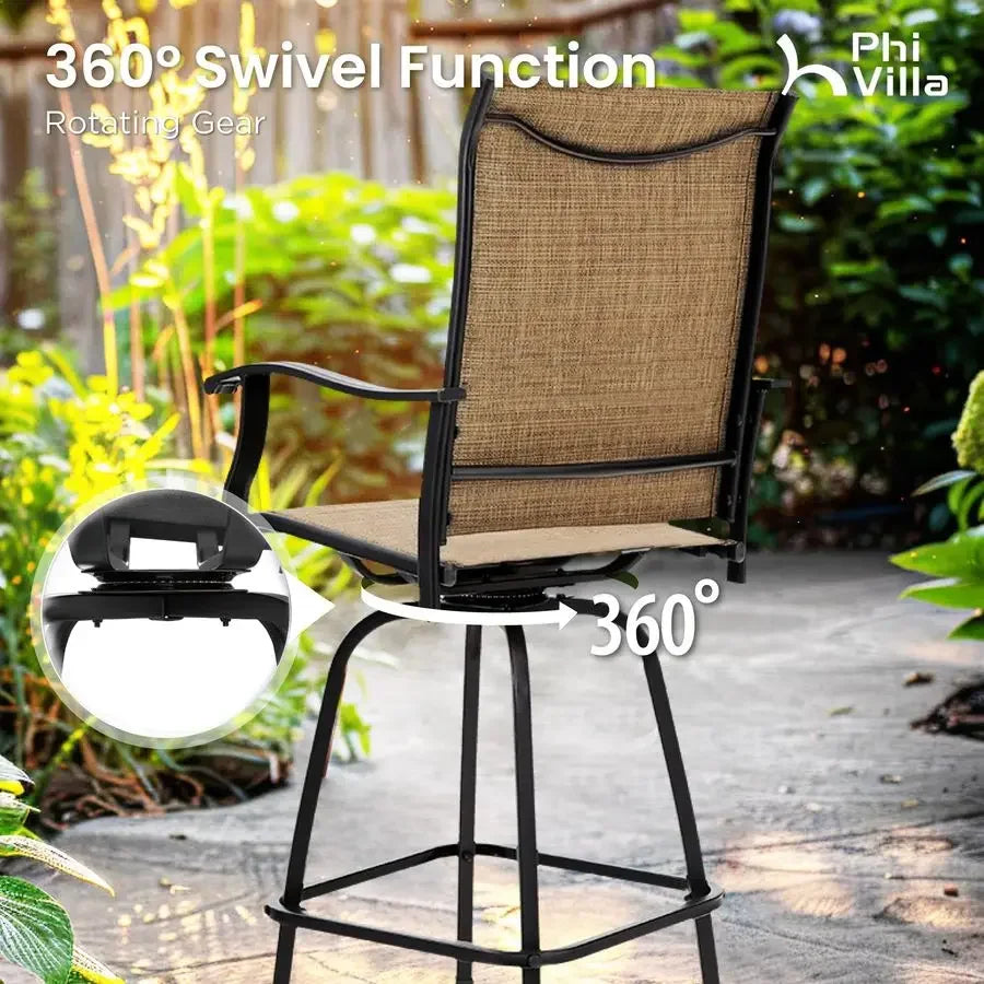 XMSJ 7 Piece Patio Bar Set With Bar Height Table And Swivel Stools Outdoor