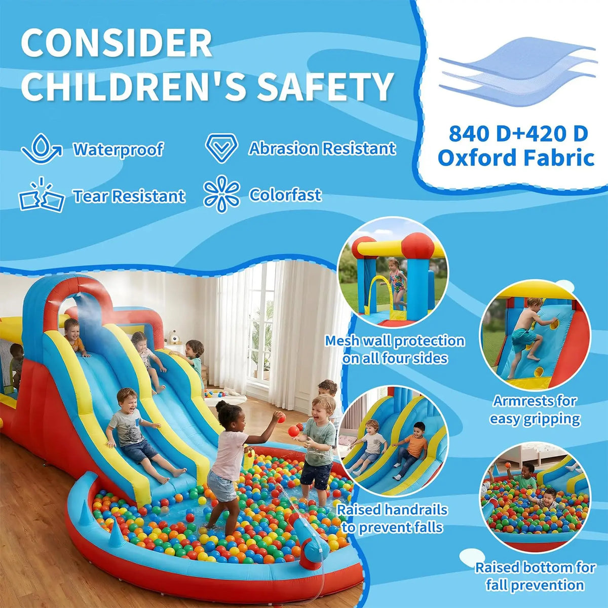HiMiss Inflatable Water Slide And Bounce House With Blower