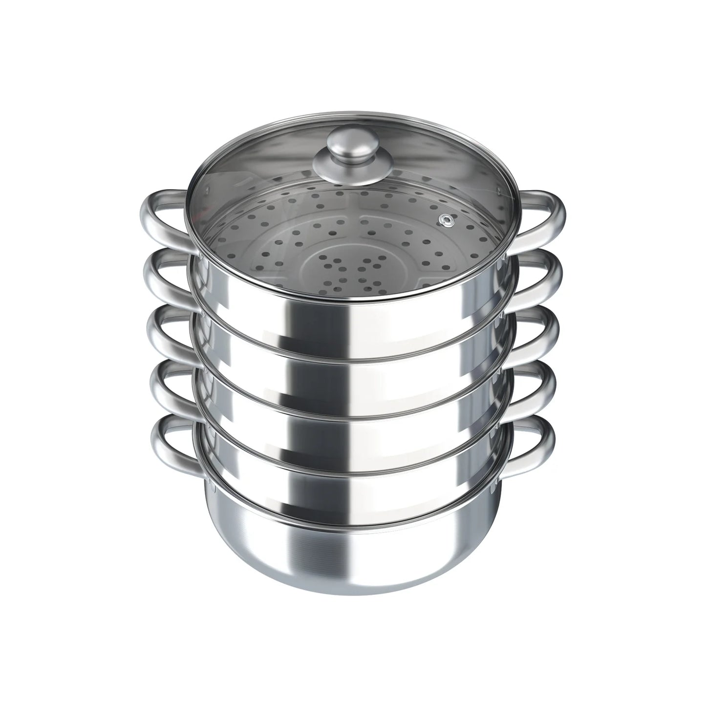 5-Tier Stainless Steel Steamer Pot With Grids For Cooking