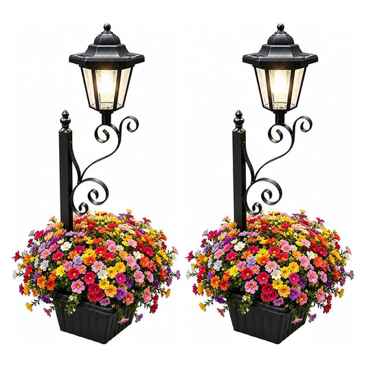 2pcs Solar Flower Pot Lights, Outdoor Welcome Lights for Doorway Decoration, Garden Lighting Decorative Lights, Small Garden Street Lights, Landscape Lights, Indoor Decorative Lights, Bottom Flower Pot for Planting Flowers
