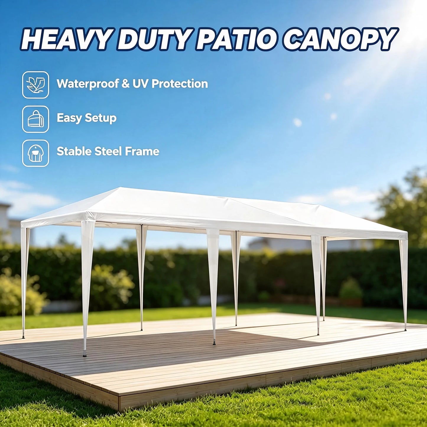 10x20/10x30 Party Tent Outdoor Wedding Canopy, Heavy Duty PE Top Gazebo Shelter For BBQ Backyard Patio Events, No Sidewalls