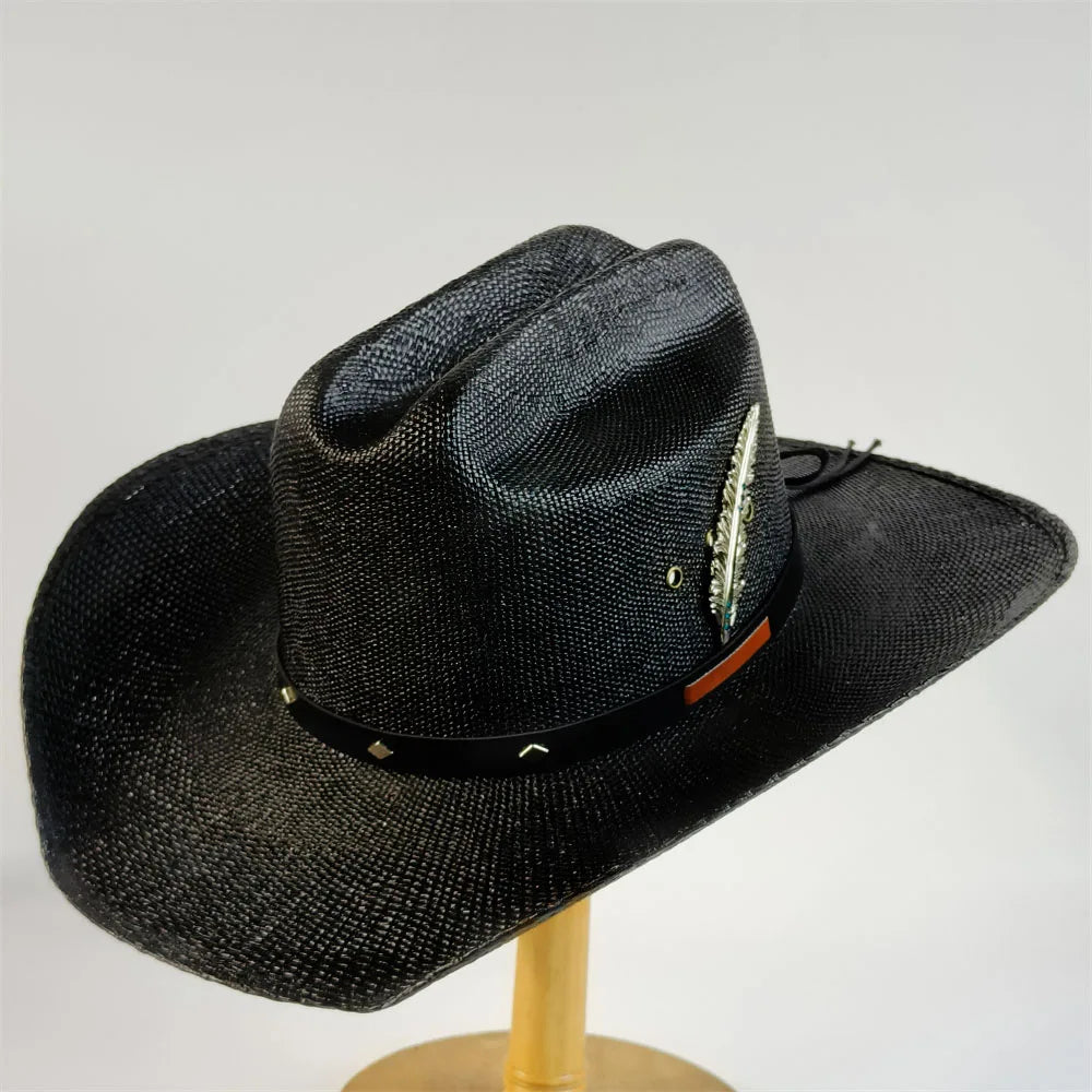 White Straw Cowboy Hat Summer Sun Protection Men Woman Summer Hat Casual Outdoor Sunshade Beach Straw Hat Fashion Cowboy chapéu