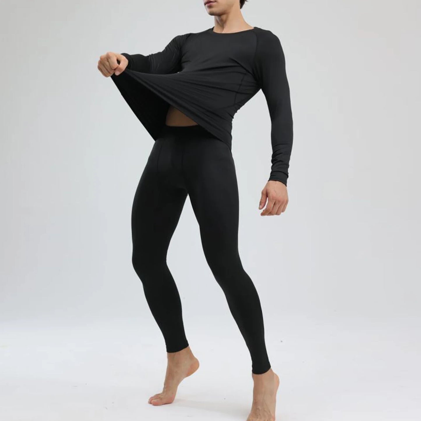 Men's Thermal Underwear Cold Weather Base Layer Set Knitting Material Warm Clothing All Round Warmness Top Bottom Set