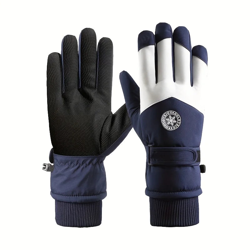 Winter Unisex Snowboard Ski Gloves PU Leather Non-slip Touch Screen Waterproof Motorcycle Cycling Fleece Warm Snow Gloves