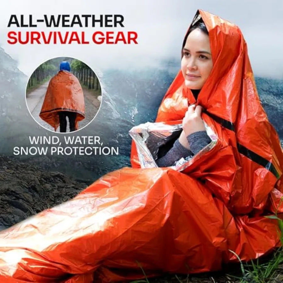 Emergency Sleeping Bag for Survival Gear and Supplies Life Bivy Sack Waterproof Mylar Emergency Blankets for Survival Kit Car C
