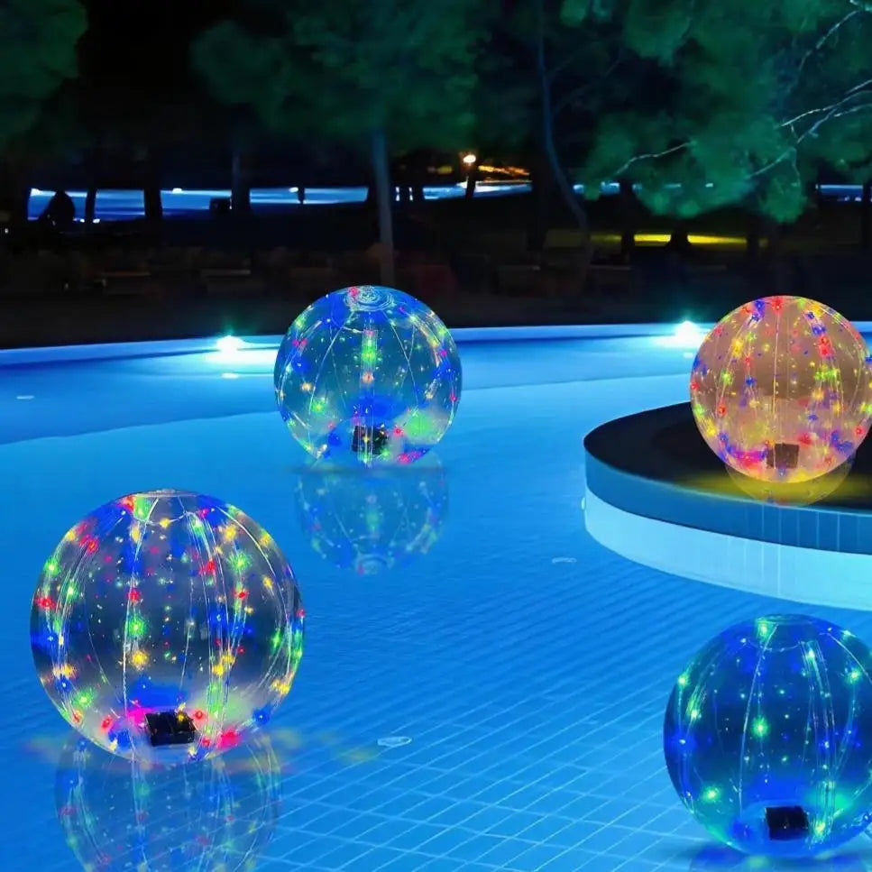 Solar LED Floating Pool Balls Inflatable Outdoor Decor Lights