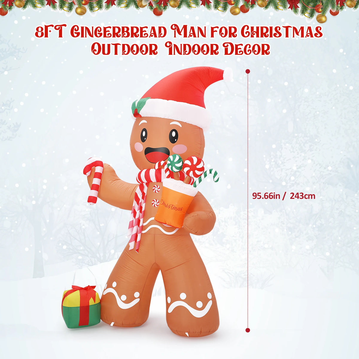 HiMISS Christmas Gingerbread Man Inflatable Outdoor Yard Decor