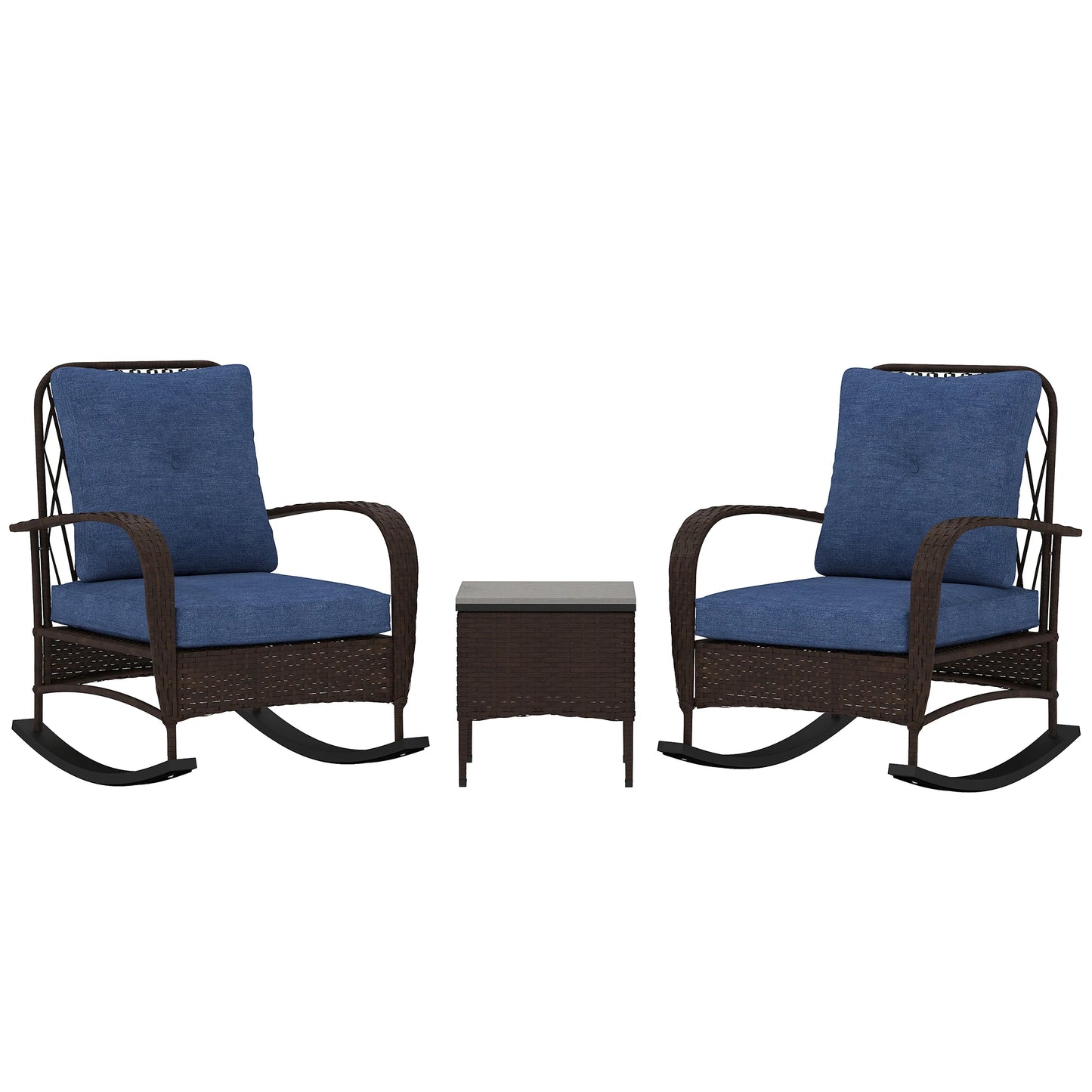 Outdoor Patio Furniture Set With Rocking Chairs And Coffee Table