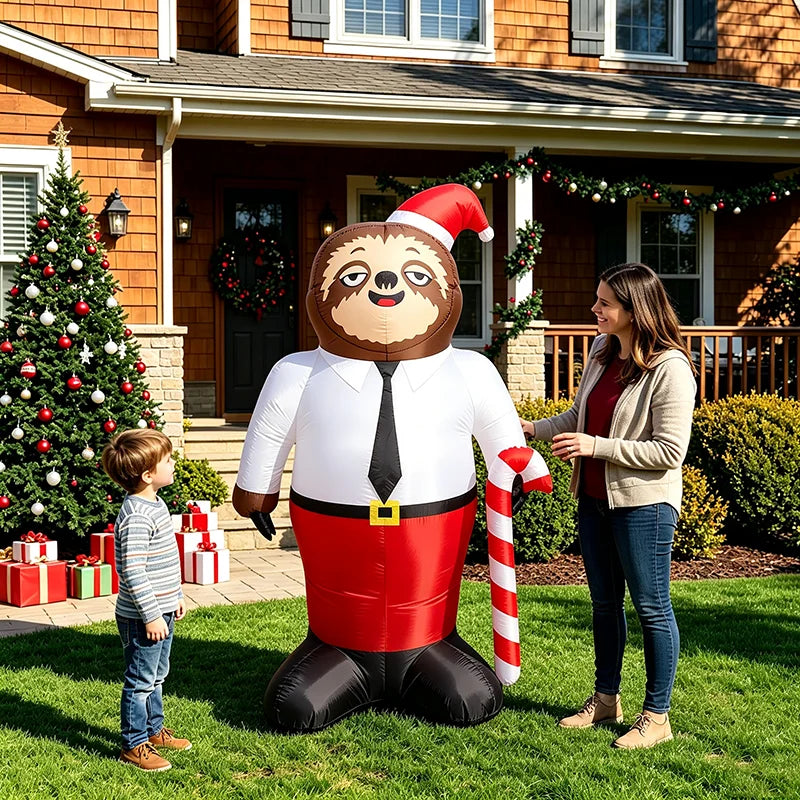 Christmas Inflatable Sloth Gentleman With Led Lights Yard Decoration