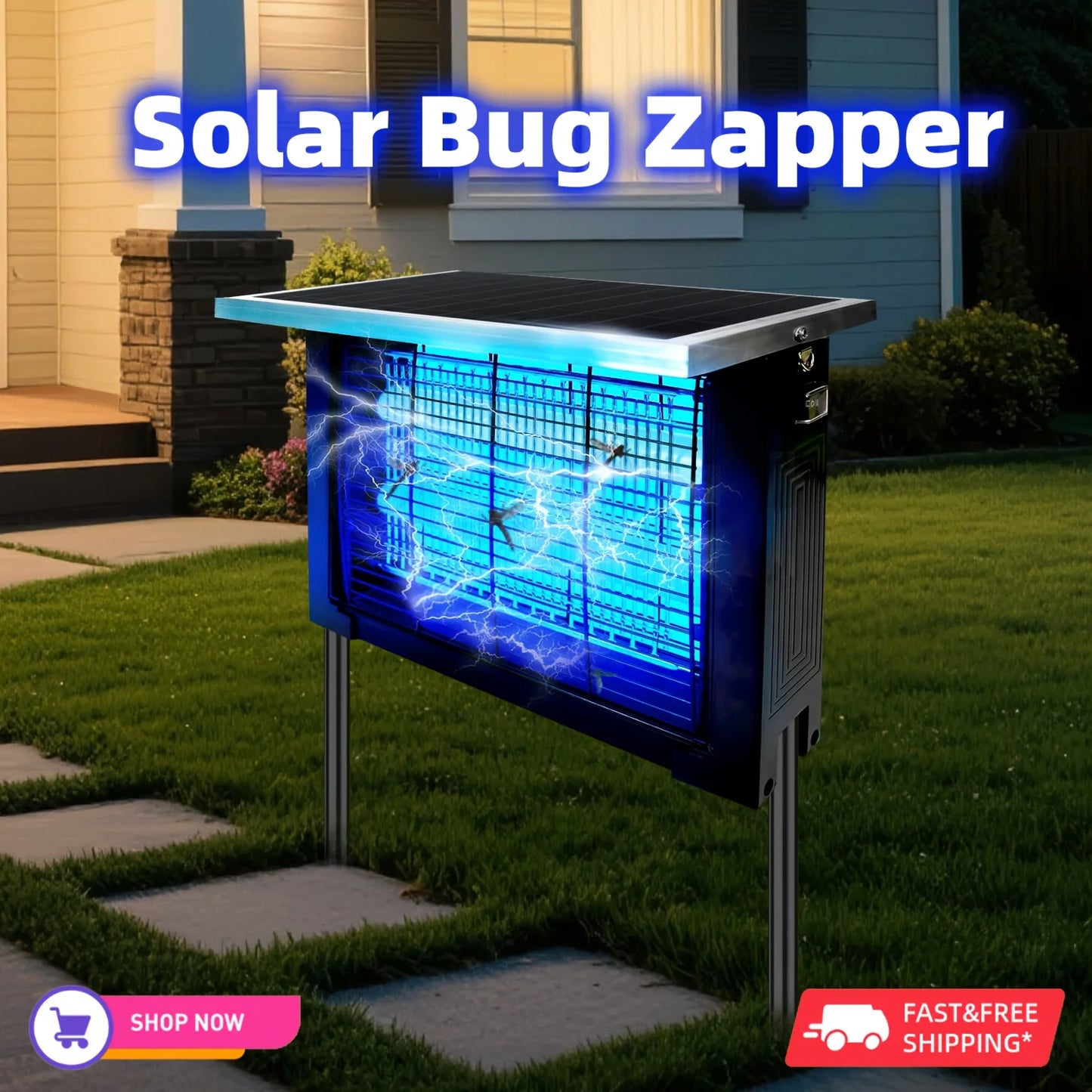 Solar Powered Bug Zapper Outdoor Mosquito Killer Rechargeable