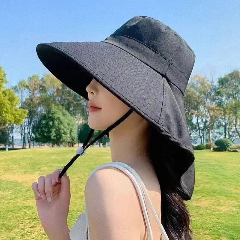 Big Brimmed Sun Protection Hat for Women 2026 New Model, UV Resistant, Waterproof, Face Covering, Shawl Sun Hat for Cycling