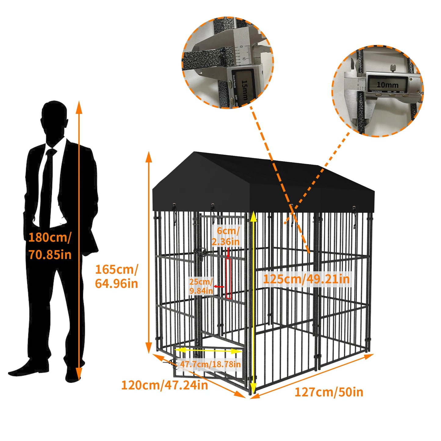 Outdoor Metal Dog Kennel With Secure Roof And Reliable Barrier System