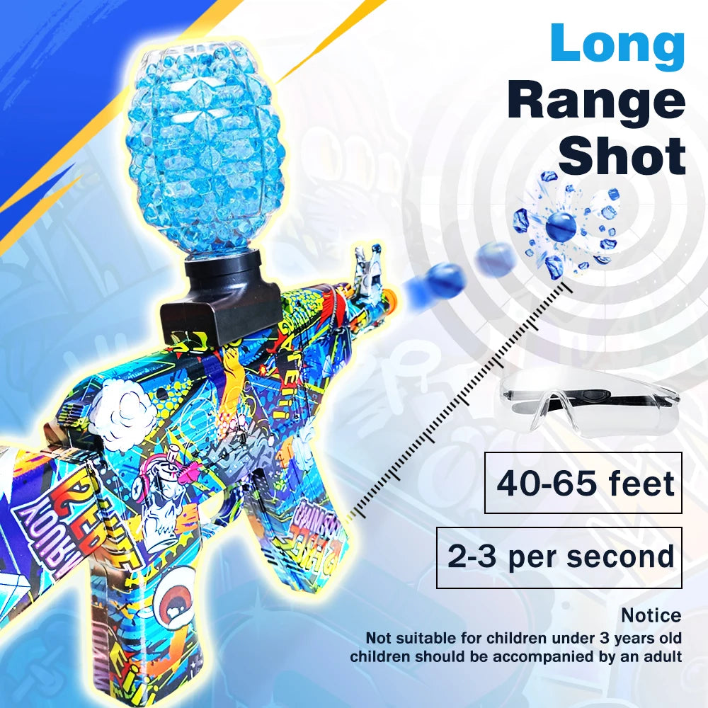 Electric Gel Ball Blaster Pistol Toy With Glasses Outdoor Play