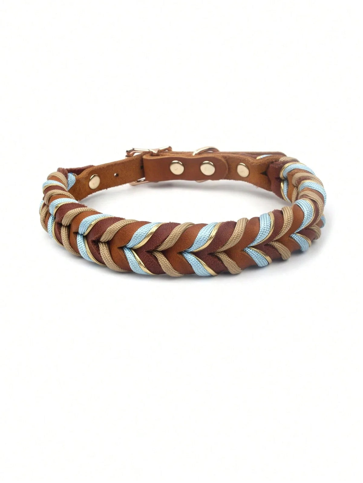 Handmade Braided Genuine Leather Pet Collar, Adjustable Metal Buckle, Suitable For Medium And Large Dogs, Leather Leash Each SK