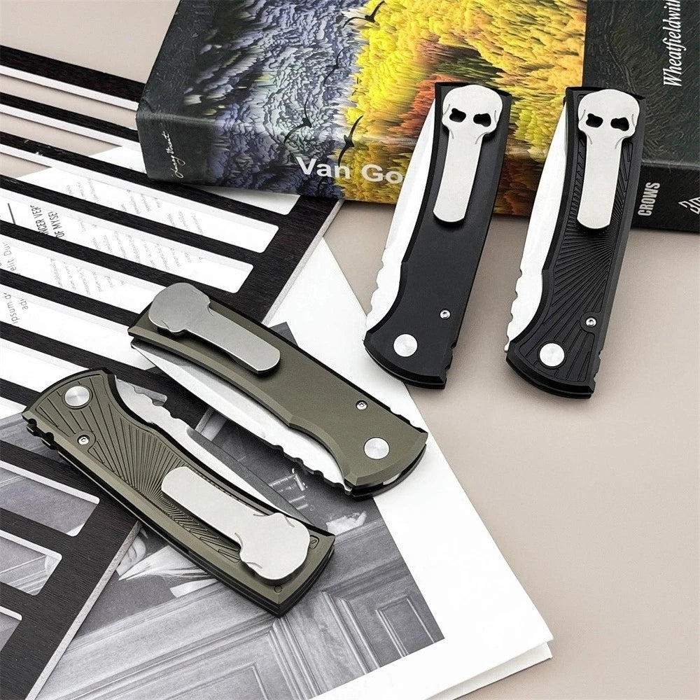 Luxury Folding Knife with Engraved T6 Aluminum Handle 4 Colors Available Mirror Polished Wide Utility D2 Blade, Smooth One-hand Side Opening Lock Pocket Clip for Daily EDC Great Protable Knife for Camping Hiking, Collection a