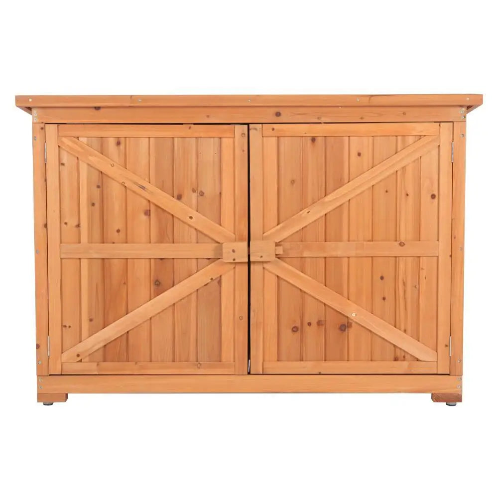 Double Doors Outdoor Live Wooden Garden Shed Wood Storage Cabinet with Lockers
