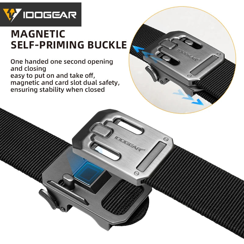 IDOGEAR 1000D Nylon Ratchet Belt No Holes Quick Release Buckle