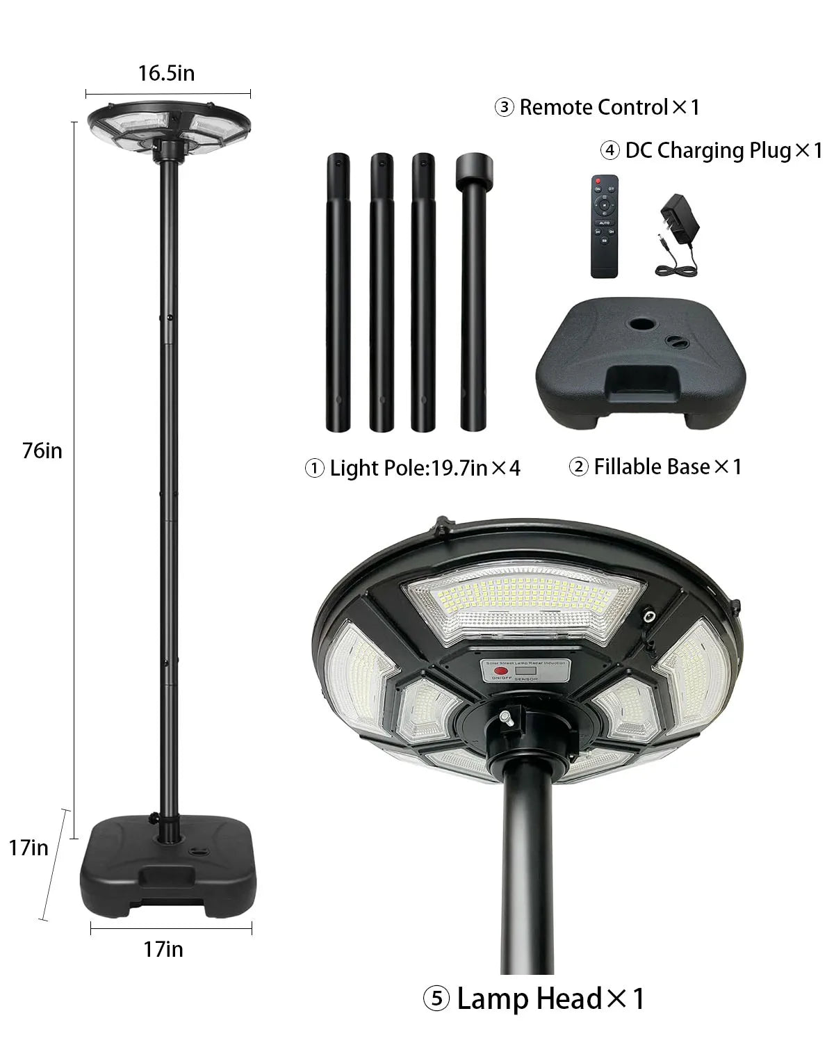 Morglad Wireless Solar Post Light With Remote And Sensor