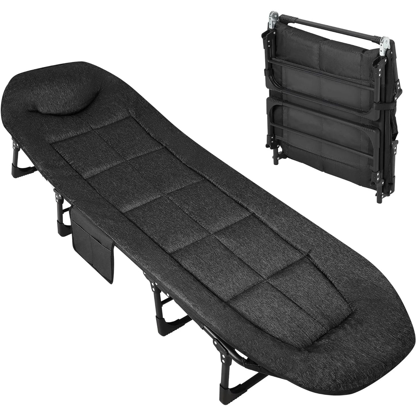75'' Lightweight Camping Tent Cot with Cushion Pillow Portable Folding Bed for Sleeping Patio Beach Pool Indoor Outdoor Bedchair