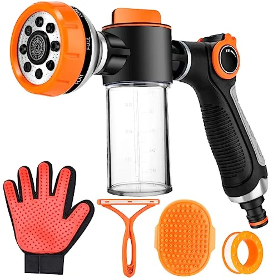 Dog Washing Hose Sprayer With Soap Dispenser And Gloves