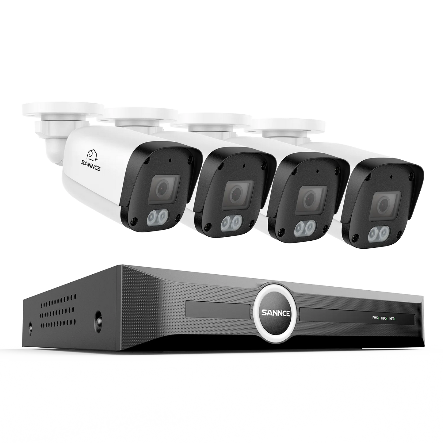SANNCE 8MP PoE Security Camera Outdoor, IP67 8CH NVR with 2.8mm 4K Bullet Cameras, H.265 Built-in Mic, AI Human Vehicle Detection, Dual Light Night Vision Home Surveillance Cameras ONVIF