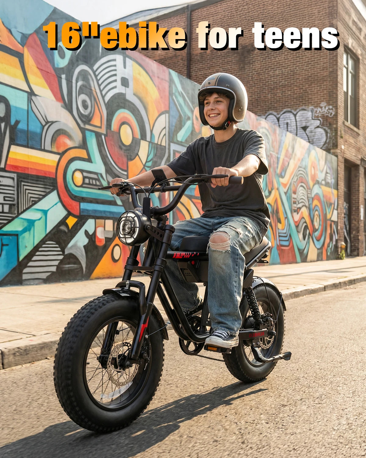ActBest Blaze Plus Electric Bike, 16" Fat Tires Electric Mountain Bike, 1500W Peak Motor 48V 15.6Ah, 30 MPH 75Mi Range Off-Road Ebike with Full Suspension