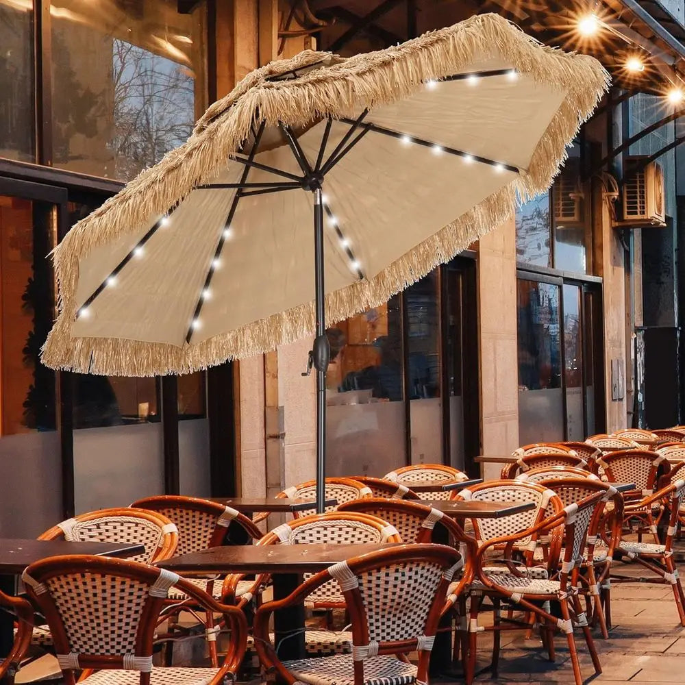 Hawaiian-Inspired Tiki Patio Umbrella for Beach, Garden, and Pool Relaxation