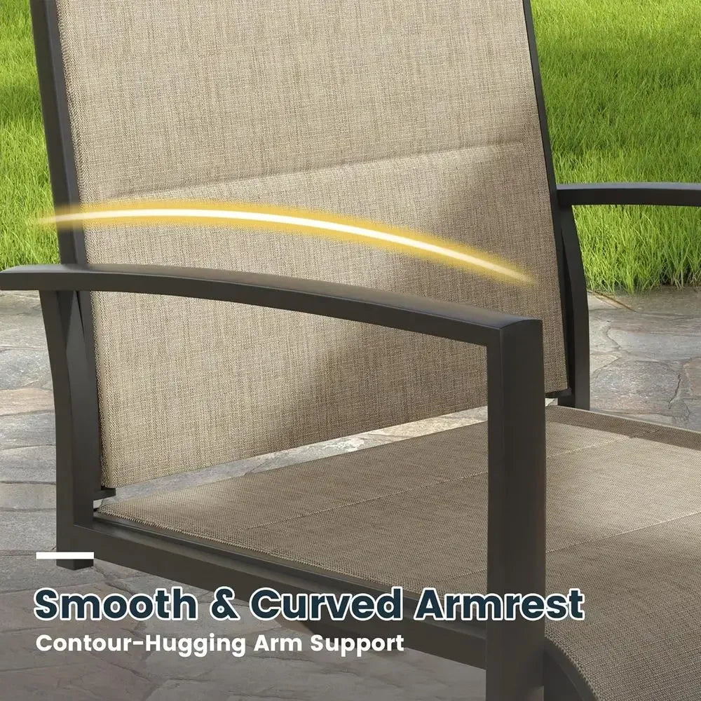 Modern Outdoor Dining Set With Metal Table And Swivel Chairs