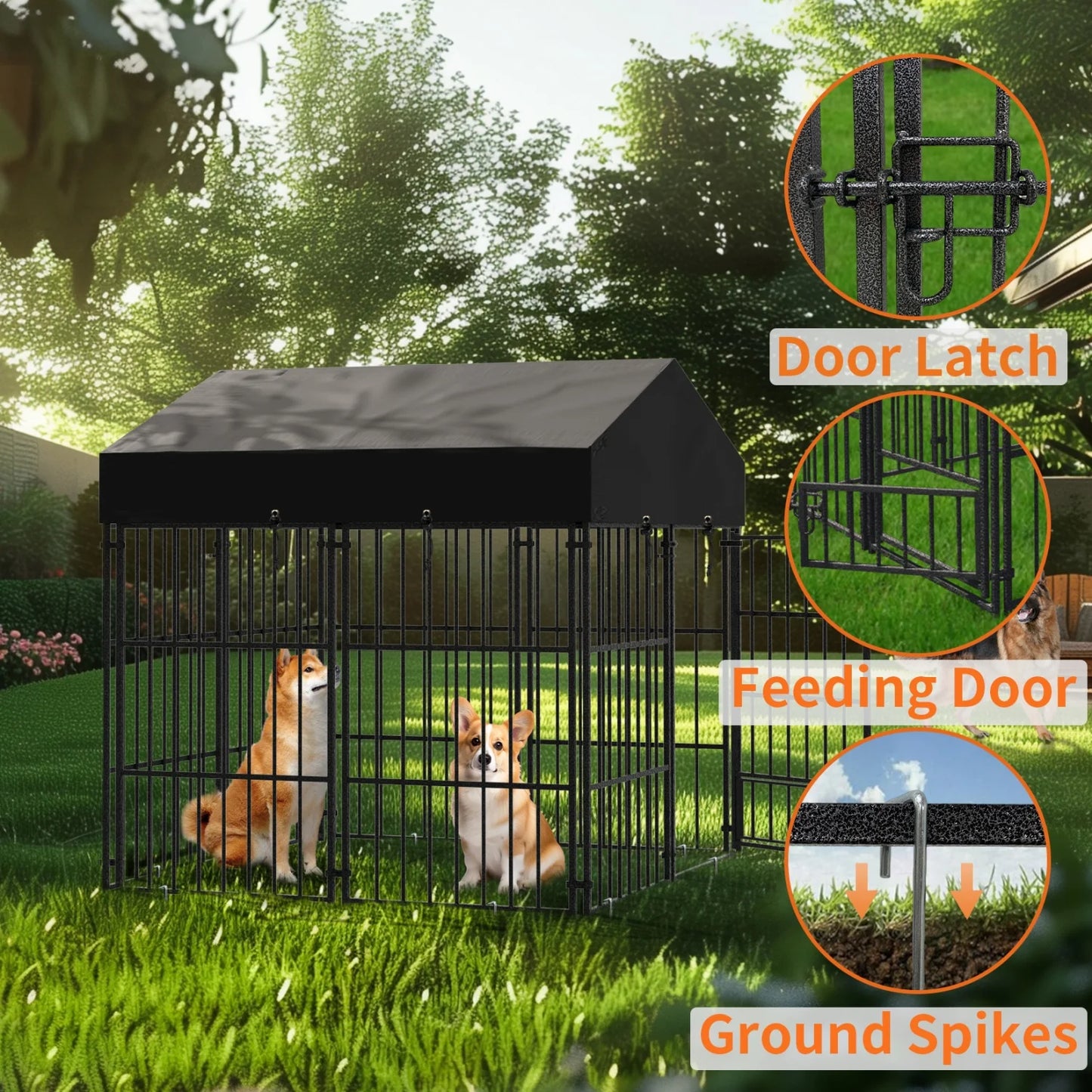 Outdoor Metal Dog Kennel With Secure Roof And Reliable Barrier System