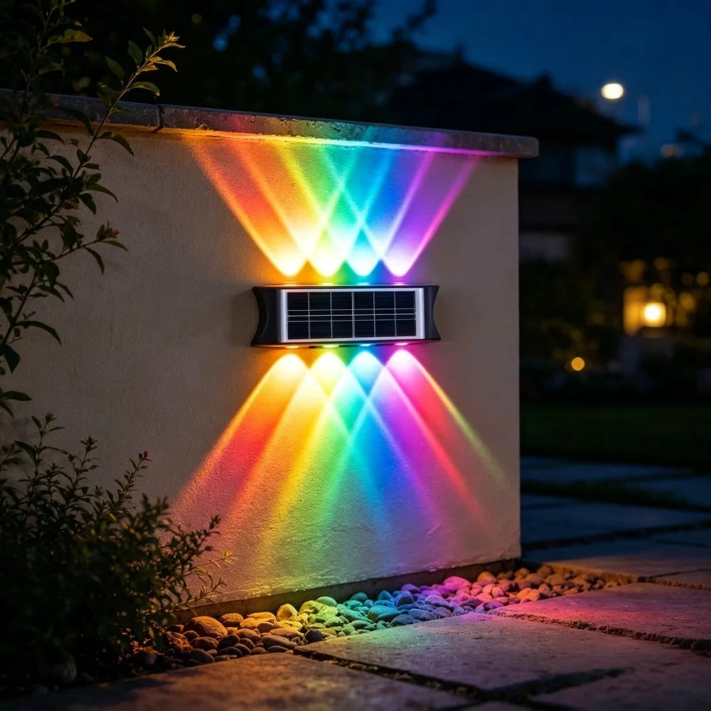 8/12LED Solar Wall Lamp Outdoor Warm Light Waterproof Up And Down Luminous Lighting Balcony Yard Garden Decoration Lights Exterior Wall