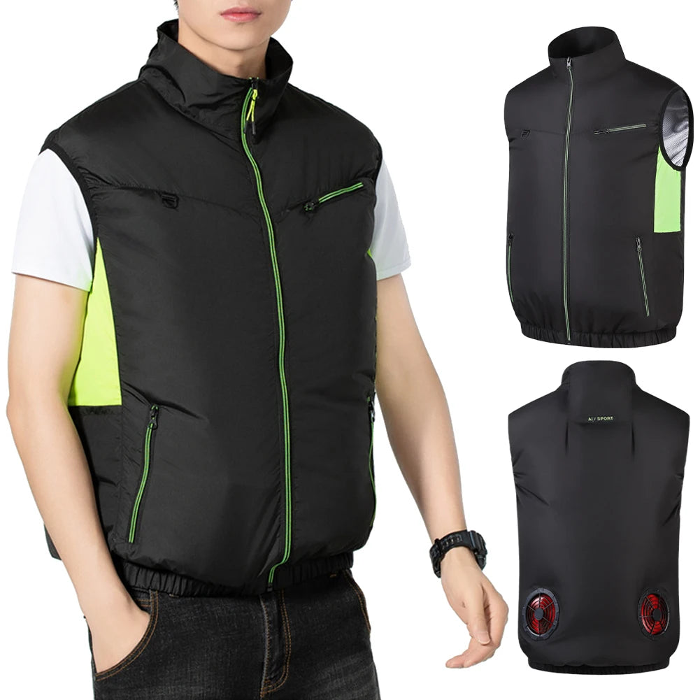 Wearable Cooling Vest With Air Fan For Summer Outdoor Activities