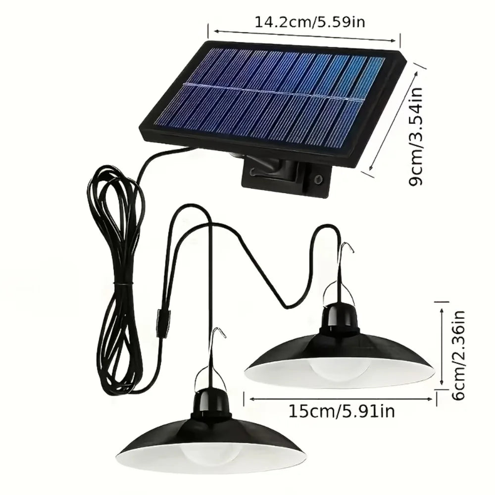 Multi Use Split Solar Pendant Light Dual Head For Camping Gazebo Garage Balcony Outdoor Yard Lamp