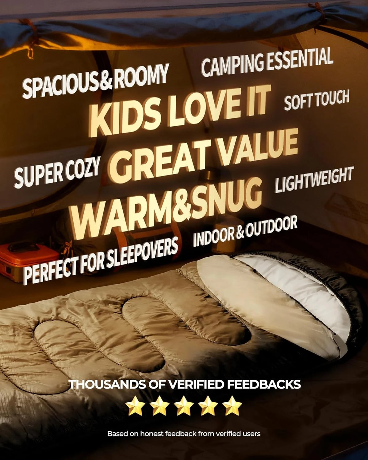Compact Portable Waterproof All Season Sleeping Bag For Adults Kids Warm Cold Weather Use Suitable For Camping Hiking Road Trip Travel